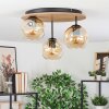 Ripoll Plafondlamp, Kogellampje Natuurlijke kleuren, Zwart, 3-lichts