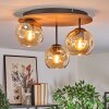 Ripoll Plafondlamp, Kogellampje Natuurlijke kleuren, Zwart, 3-lichts