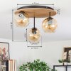 Ripoll Plafondlamp, Kogellampje Natuurlijke kleuren, Zwart, 3-lichts