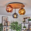 Ripoll Plafondlamp, Kogellampje Natuurlijke kleuren, Zwart, 3-lichts