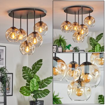 Ripoll Plafondlamp, Kogellampje Amber, Duidelijk, 5-lichts