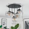 Koyoto Plafondlamp, Kogellampje 41 cm Duidelijk, Rookkleurig, 5-lichts
