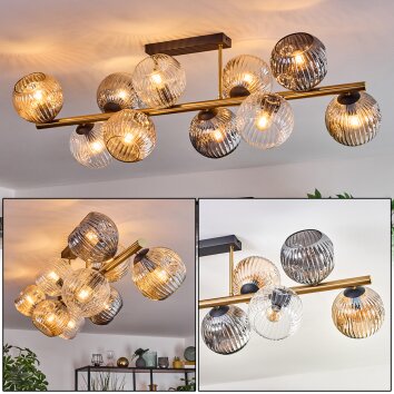 Ripoll Plafondlamp, Kogellampje Goud, Zwart, 10-lichts