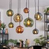 Ripoll Hanglamp, Kogellampje, Hanglamp Blauw, Groen, Koperkleurig, 8-lichts