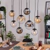 Gastor Hanglamp, Kogellampje, Hanglamp Amber, Chroom, Duidelijk, Rookkleurig, 8-lichts
