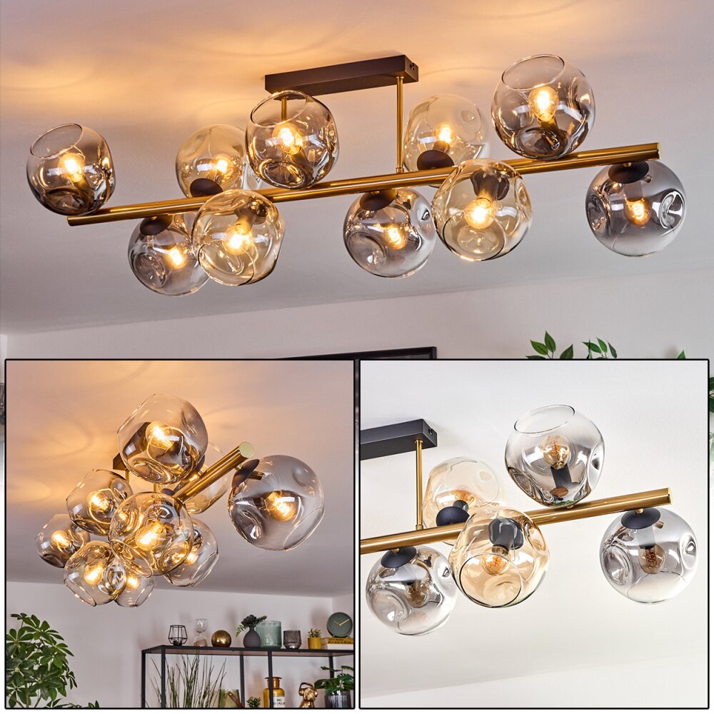 Ripoll Plafondlamp, Kogellampje Goud, Zwart, 10-lichts main product photo