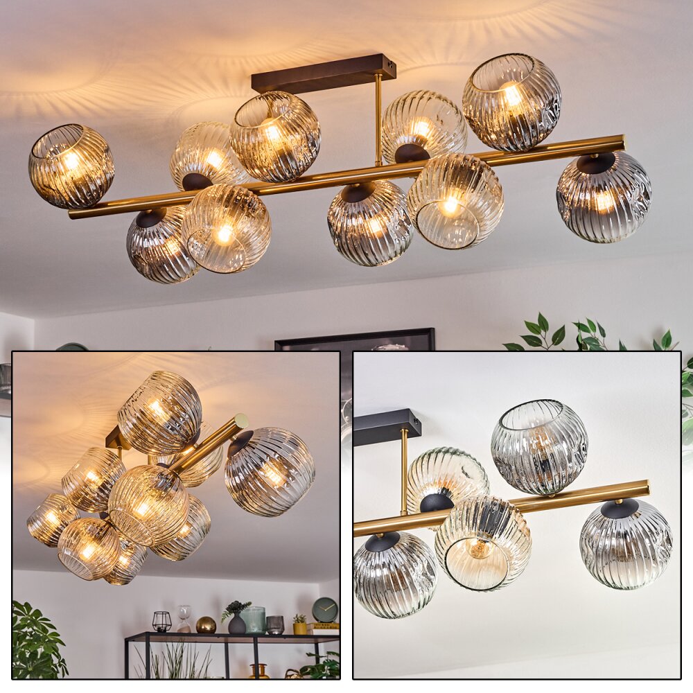 Ripoll Plafondlamp, Kogellampje Goud, Zwart, 10-lichts main product photo