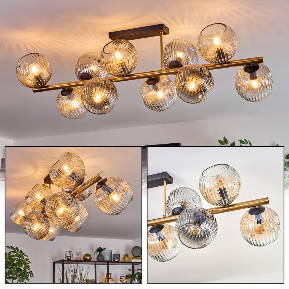 Ripoll Plafondlamp, Kogellampje Goud, Zwart, 10-lichts main product photo