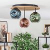 Ripoll Plafondlamp, Kogellampje Natuurlijke kleuren, Zwart, 3-lichts