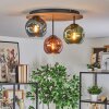 Ripoll Plafondlamp, Kogellampje Natuurlijke kleuren, Zwart, 3-lichts