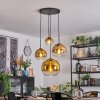 Koyoto Hanglamp, Kogellampje, Hanglamp 35 cm Goud, Duidelijk, 4-lichts