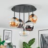Koyoto Plafondlamp, Kogellampje 37 cm Amber, Chroom, Duidelijk, Rookkleurig, 5-lichts
