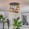 Koyoto Plafondlamp, Kogellampje 37 cm Amber, Chroom, Duidelijk, Rookkleurig, 5-lichts