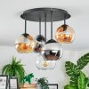 Koyoto Plafondlamp, Kogellampje 37 cm Amber, Chroom, Duidelijk, Rookkleurig, 5-lichts