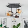 Ripoll Plafondlamp, Kogellampje Amber, Duidelijk, Rookkleurig, 5-lichts