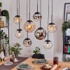 Gastor Hanglamp, Kogellampje, Hanglamp Amber, Chroom, Duidelijk, Rookkleurig, 8-lichts