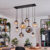 Gastor Hanglamp, Kogellampje, Hanglamp Amber, Chroom, Duidelijk, Rookkleurig, 8-lichts