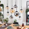 Gastor Hanglamp, Kogellampje, Hanglamp Amber, Chroom, Duidelijk, Rookkleurig, 8-lichts
