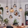 Gastor Hanglamp, Kogellampje, Hanglamp Amber, Chroom, Duidelijk, Rookkleurig, 8-lichts