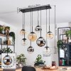 Gastor Hanglamp, Kogellampje, Hanglamp Amber, Chroom, Duidelijk, Rookkleurig, 8-lichts