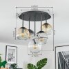 Ripoll Plafondlamp, Kogellampje Amber, Duidelijk, Rookkleurig, 5-lichts