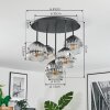 Ripoll Plafondlamp, Kogellampje Chroom, Duidelijk, Rookkleurig, 5-lichts