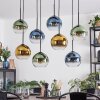 Koyoto Hanglamp, Kogellampje, Hanglamp Blauw, Goud, Groen, Duidelijk, 8-lichts