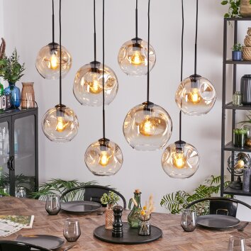 Ripoll Hanglamp, Kogellampje, Hanglamp Amber, Duidelijk, 8-lichts