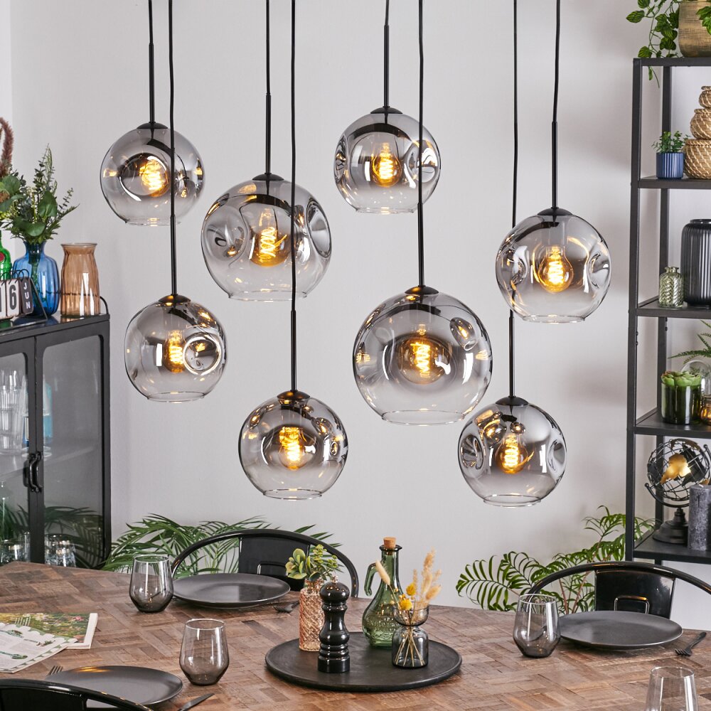 Ripoll Hanglamp, Kogellampje, Hanglamp Duidelijk, Rookkleurig, 8-lichts main product photo