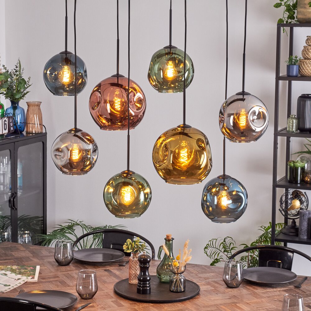 Ripoll Hanglamp, Kogellampje, Hanglamp Blauw, Chroom, Goud, Groen, Koperkleurig, Rookkleurig, 8-lichts main product photo