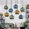 Koyoto Hanglamp, Kogellampje, Hanglamp Blauw, Goud, Groen, 8-lichts