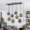 Koyoto Hanglamp, Kogellampje, Hanglamp Blauw, Goud, Groen, 8-lichts