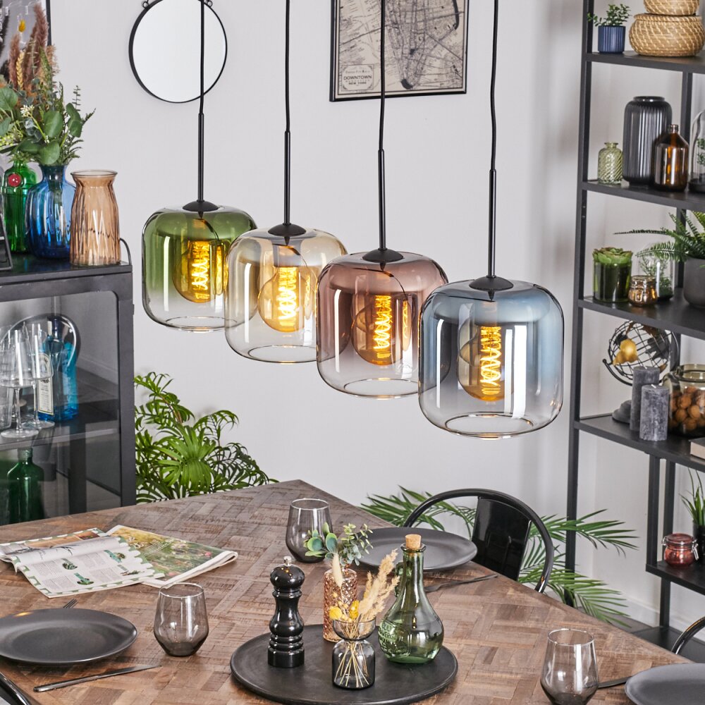 Lauden Hanglamp, Hanglamp Amber, Blauw, Groen, Duidelijk, Koperkleurig, 4-lichts main product photo