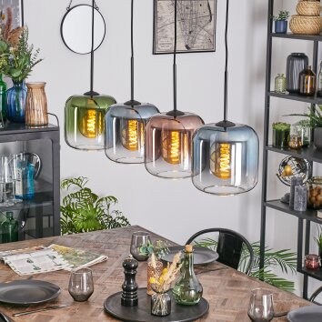 Lauden Hanglamp, Hanglamp Blauw, Groen, Duidelijk, Koperkleurig, 4-lichts Lauden Hanglamp, Hanglamp Blauw, Groen, Duidelijk, Koperkleurig, 4-lichts