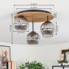 Ripoll Plafondlamp, Kogellampje Natuurlijke kleuren, Zwart, 3-lichts