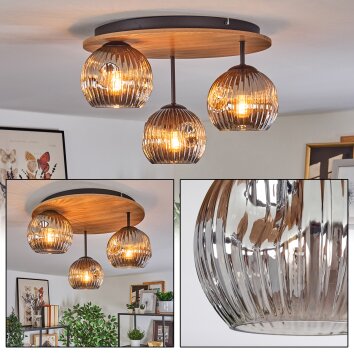 Ripoll Plafondlamp, Kogellampje Natuurlijke kleuren, Zwart, 3-lichts Ripoll Plafondlamp, Kogellampje Natuurlijke kleuren, Zwart, 3-lichts