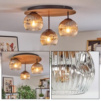 Ripoll Plafondlamp, Kogellampje Natuurlijke kleuren, Zwart, 3-lichts Ripoll Plafondlamp, Kogellampje Natuurlijke kleuren, Zwart, 3-lichts