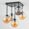 Gastor Plafondlamp, Kogellampje Amber, Rookkleurig, 5-lichts