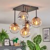 Gastor Plafondlamp, Kogellampje Amber, Duidelijk, Rookkleurig, 5-lichts