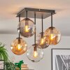 Gastor Plafondlamp, Kogellampje Amber, Duidelijk, Rookkleurig, 5-lichts