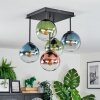 Gastor Plafondlamp, Kogellampje Blauw, Groen, Duidelijk, Koperkleurig, 5-lichts