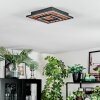 Meron Plafondlamp LED houtlook, Zwart, 1-licht