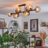 Koyoto Plafondlamp, Kogellampje Amber, Duidelijk, Rookkleurig, 10-lichts