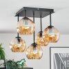 Koyoto Plafondlamp, Kogellampje Amber, 5-lichts