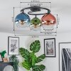 Koyoto Plafondlamp, Kogellampje 37 cm Blauw, Groen, Duidelijk, Koperkleurig, 3-lichts Koyoto Plafondlamp, Kogellampje 37 cm Blauw, Groen, Duidelijk, Koperkleurig, 3-lichts