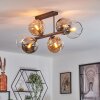 Koyoto Plafondlamp, Kogellampje Amber, Chroom, Duidelijk, Rookkleurig, 6-lichts