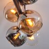 Koyoto Plafondlamp, Kogellampje Amber, Chroom, Duidelijk, Rookkleurig, 6-lichts