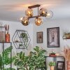 Koyoto Plafondlamp, Kogellampje Amber, Chroom, Duidelijk, Rookkleurig, 6-lichts
