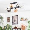Koyoto Plafondlamp, Kogellampje Amber, Chroom, Duidelijk, Rookkleurig, 6-lichts