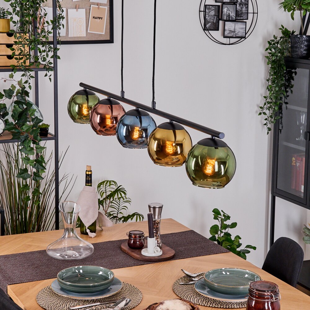 Koyoto Hanglamp, Kogellampje, Hanglamp Blauw, Goud, Groen, Koperkleurig, 5-lichts main product photo